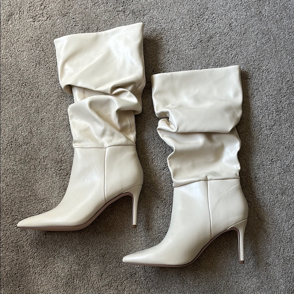 Elegant Cream Slouchy Boots